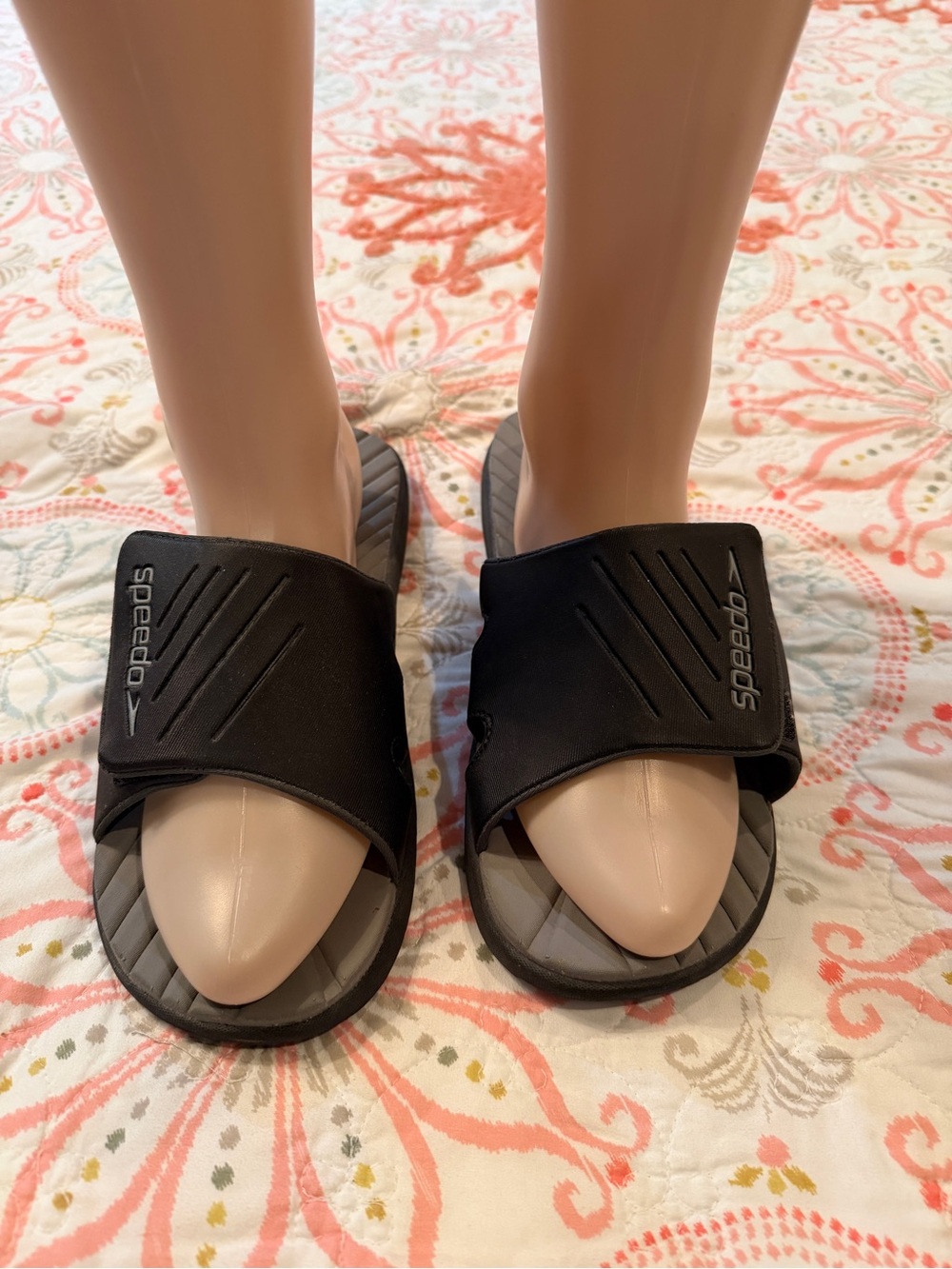 Speedo Black Adjustable Slide Sandals for Men